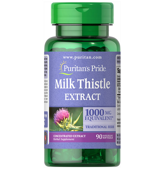 Puritan Pride   - Milk Thistle 4-1 Extract 1000 Mg (Silymarin) - 90 Softgels