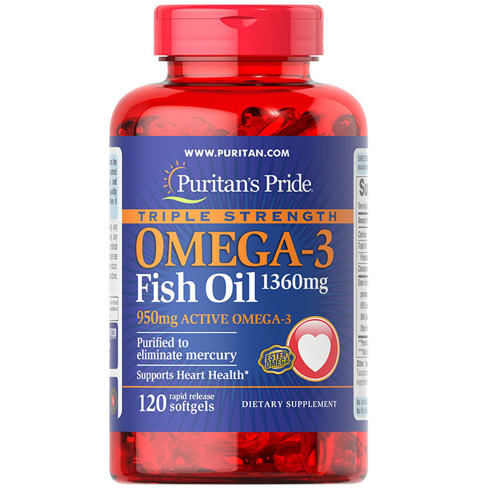 Puritan Pride   - Omega 3 Fish Oil 1360 Mg - 120 Softgels