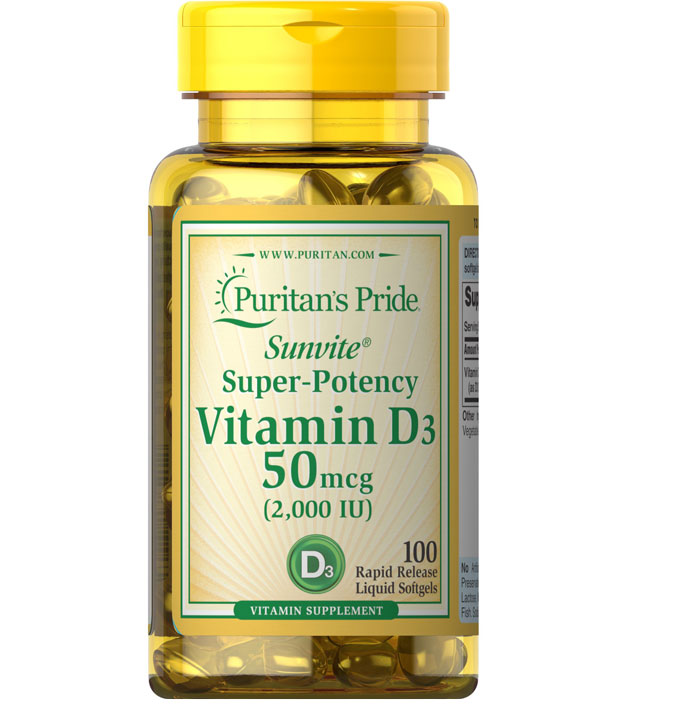 Puritan Pride   - Vitamin D3 50 Mcg - 100 Softgels