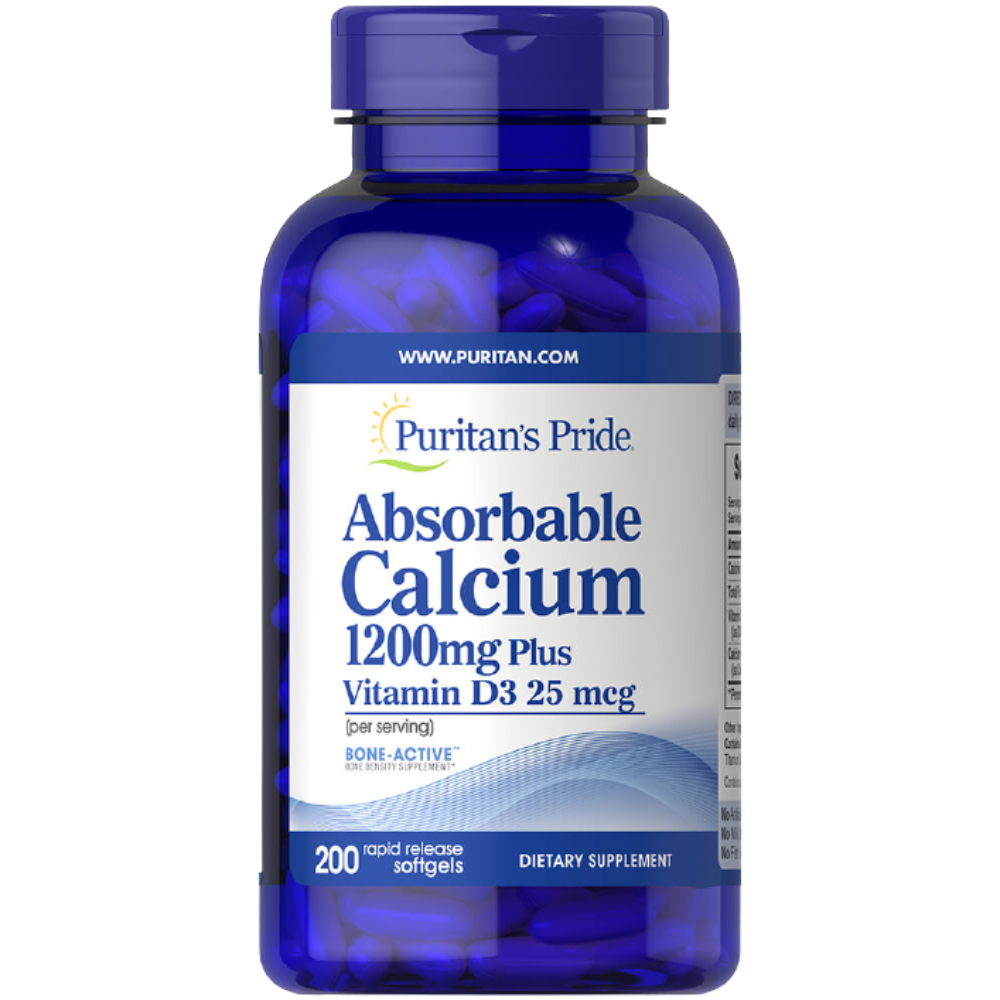 Puritan Pride   - Absorbable Calsium 1200 mg + Vitamin D3 25 mcg 200 Softgel